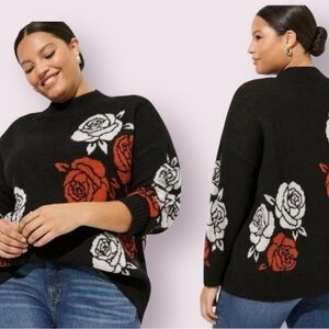 Torrid Vegan Cashmere Black Sweater with Floral